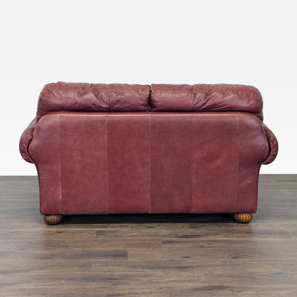 Viewpoint Leather Works Classic Leather Loveseat with Rolled Arms and Stud Accents