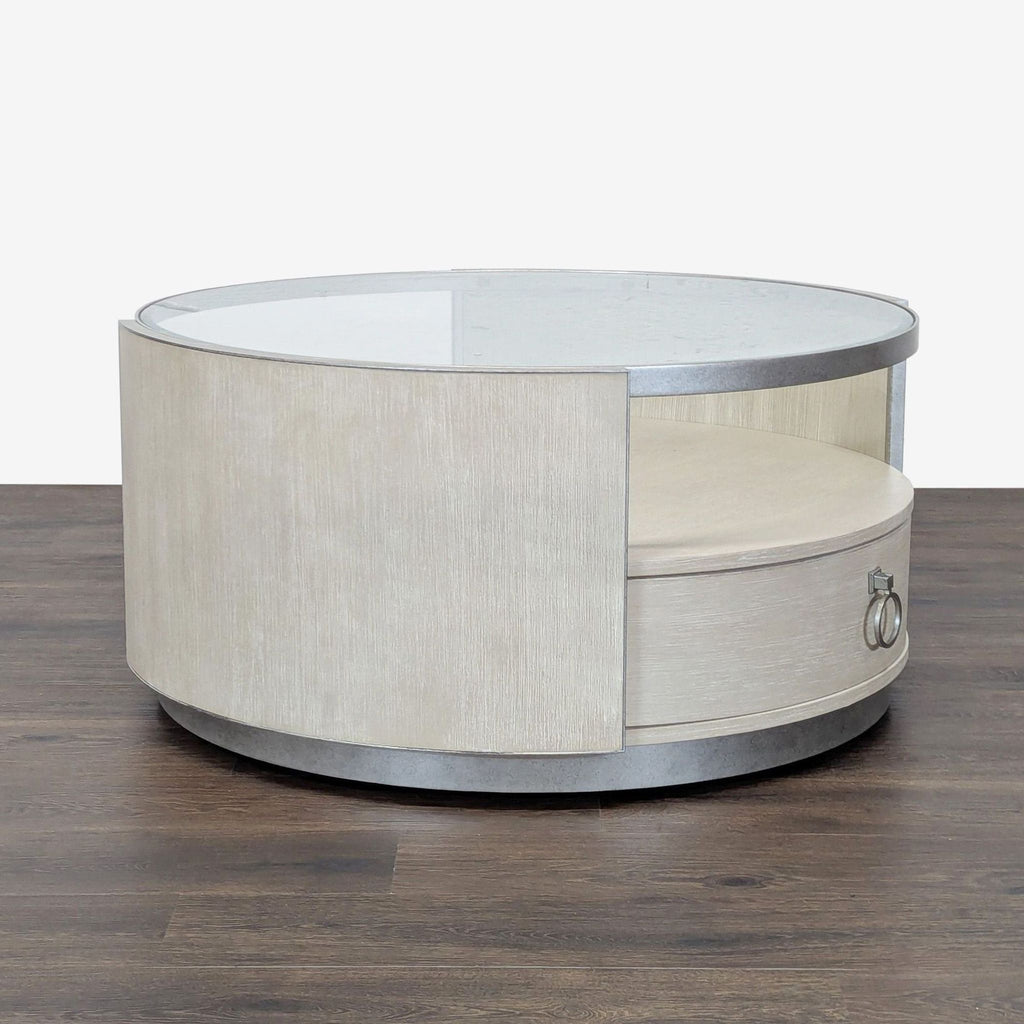 Glass Top Coffee Table with Drawer and Shelf