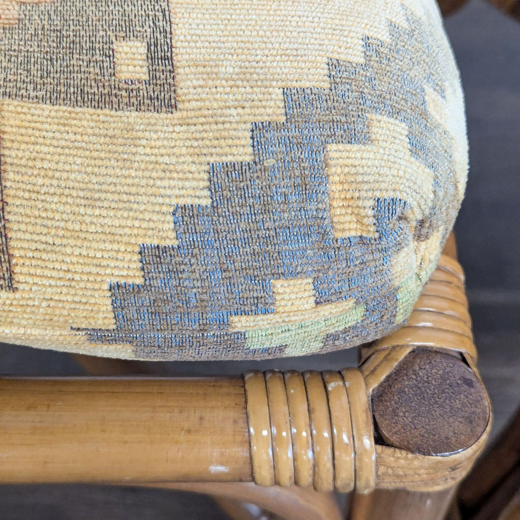 4-Seater Rattan Dining Set with Glass Table and Patterned Cushions