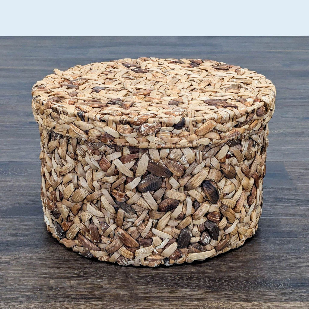 Set of Three Woven Nesting Storage Baskets with Lids