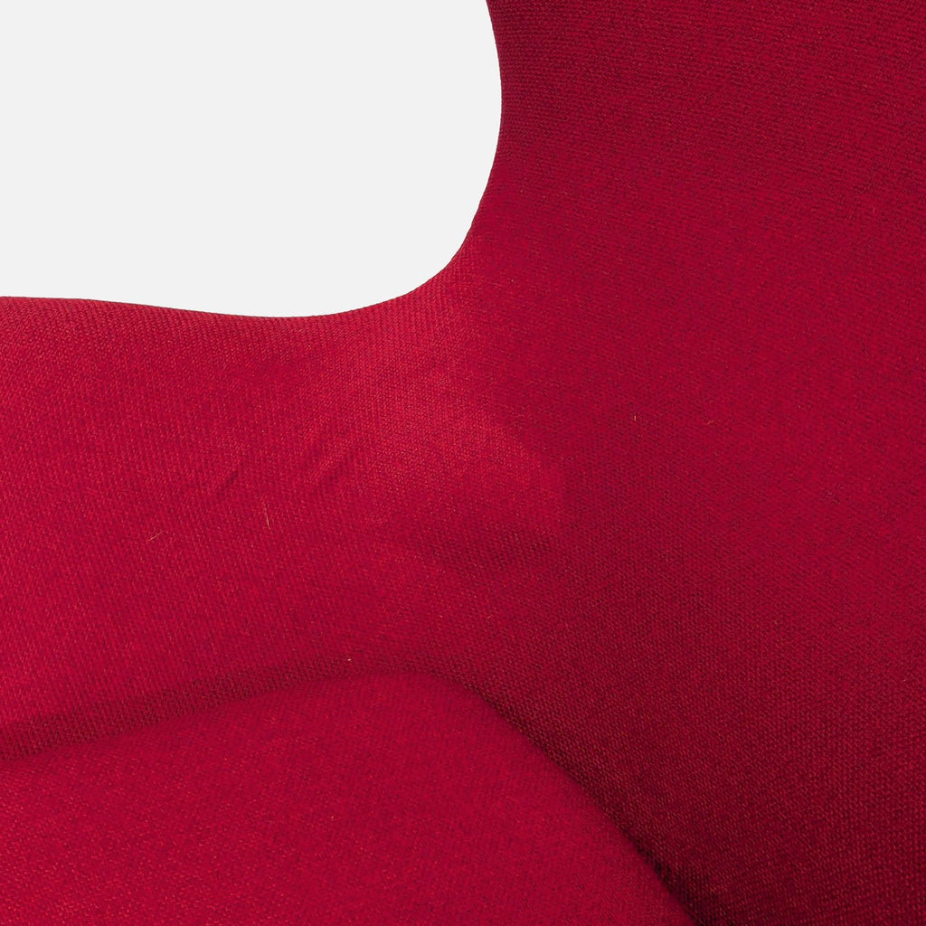 Modern Red Lounge Chair with Ottoman Set - Swivel Base