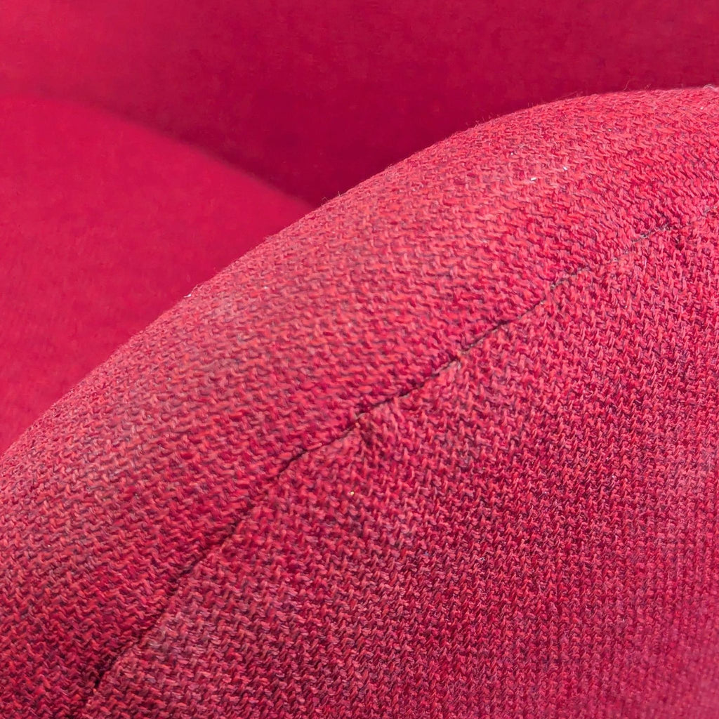 Modern Red Lounge Chair with Ottoman Set - Swivel Base