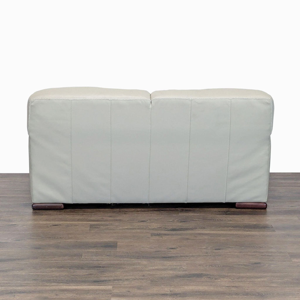 Buckley Modern Cream Leather Loveseat with Wide Arms