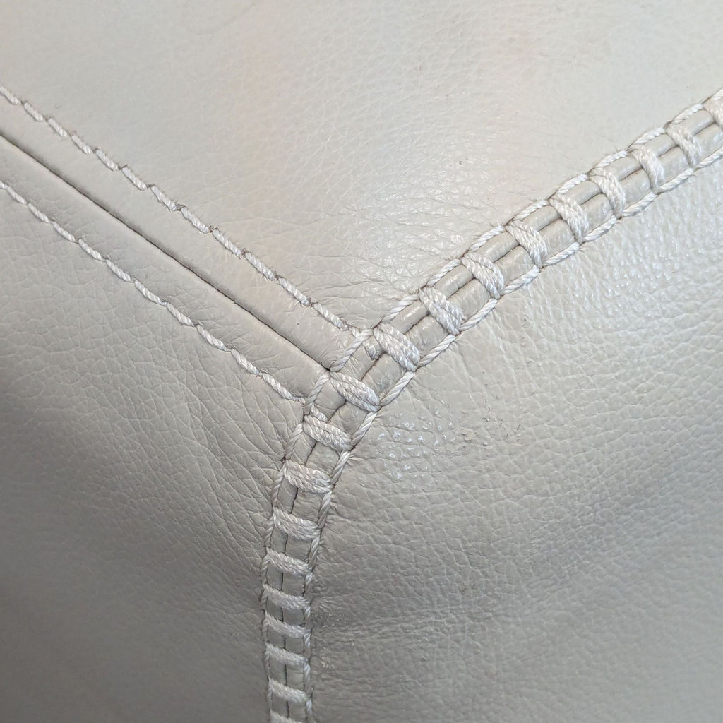 Buckley Modern Cream Leather Loveseat with Wide Arms