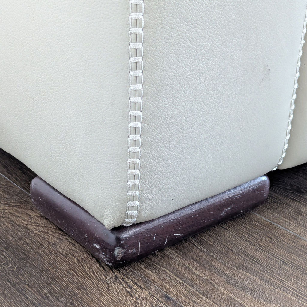 Buckley Modern Cream Leather Loveseat with Wide Arms