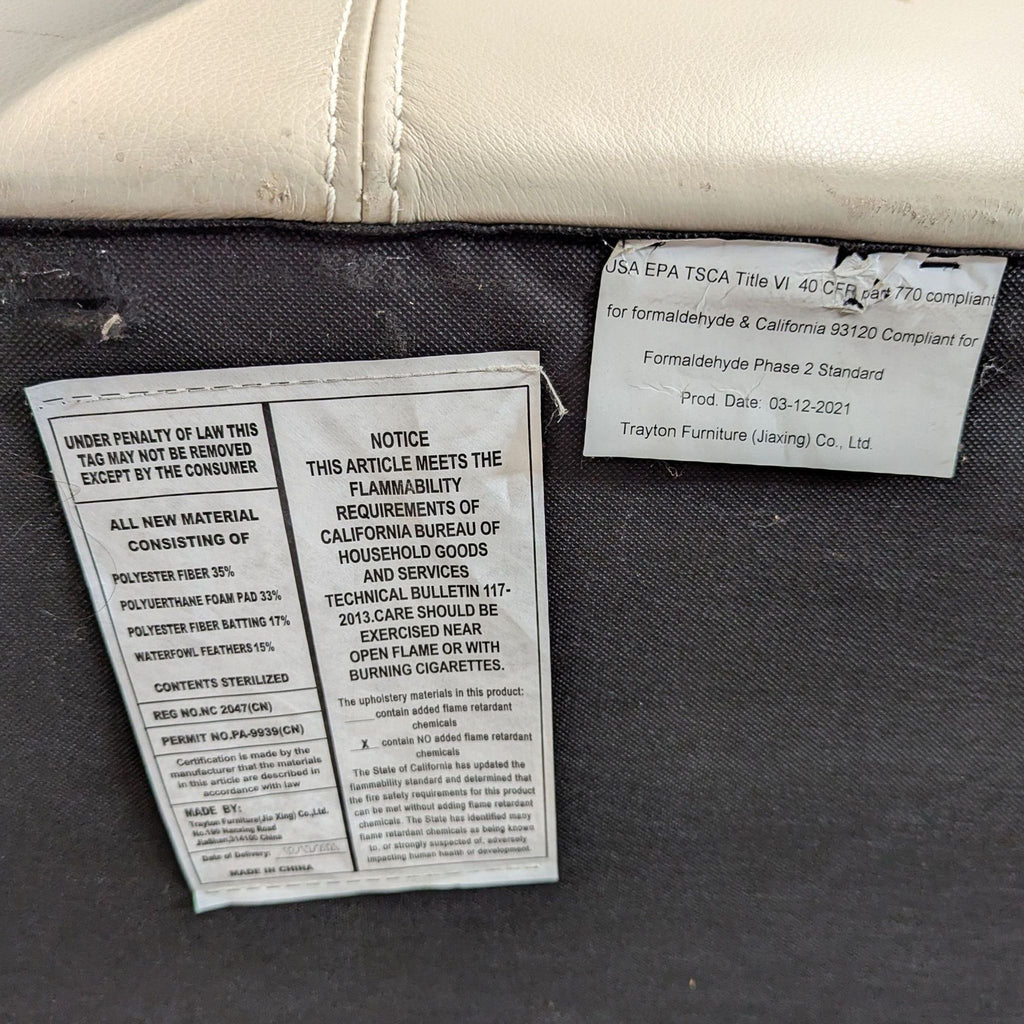 Buckley Modern Cream Leather Loveseat with Wide Arms