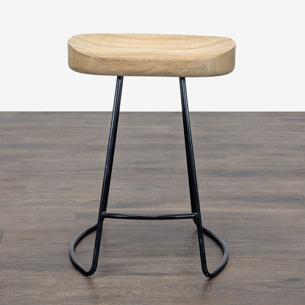 Restoration Hardware Oak Tractor Seat Counter Stool