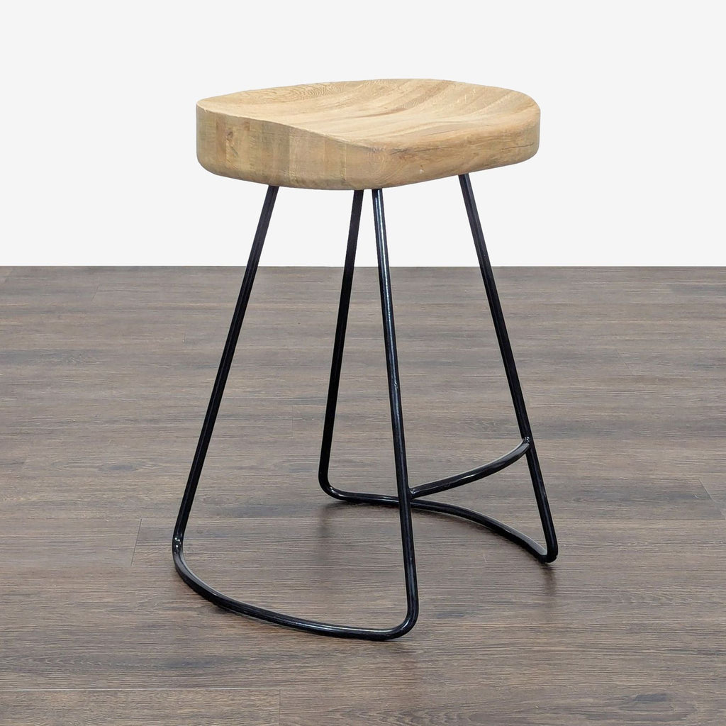 Restoration Hardware Oak Tractor Seat Counter Stool
