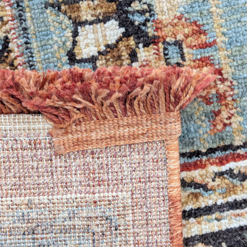 Traditional Medallion Area Rug with Blue and Rust Accents