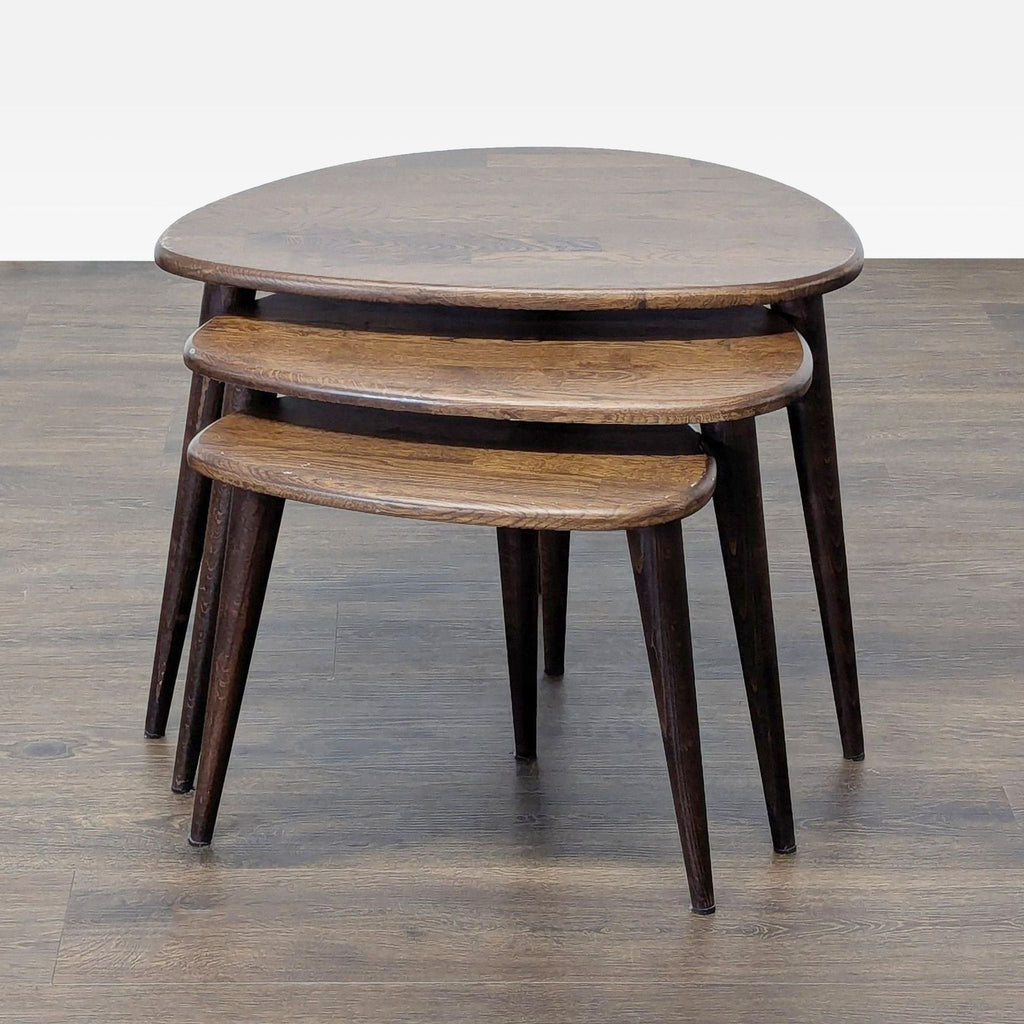 Set of Three Mid-Century Modern Style Wood Nesting Tables