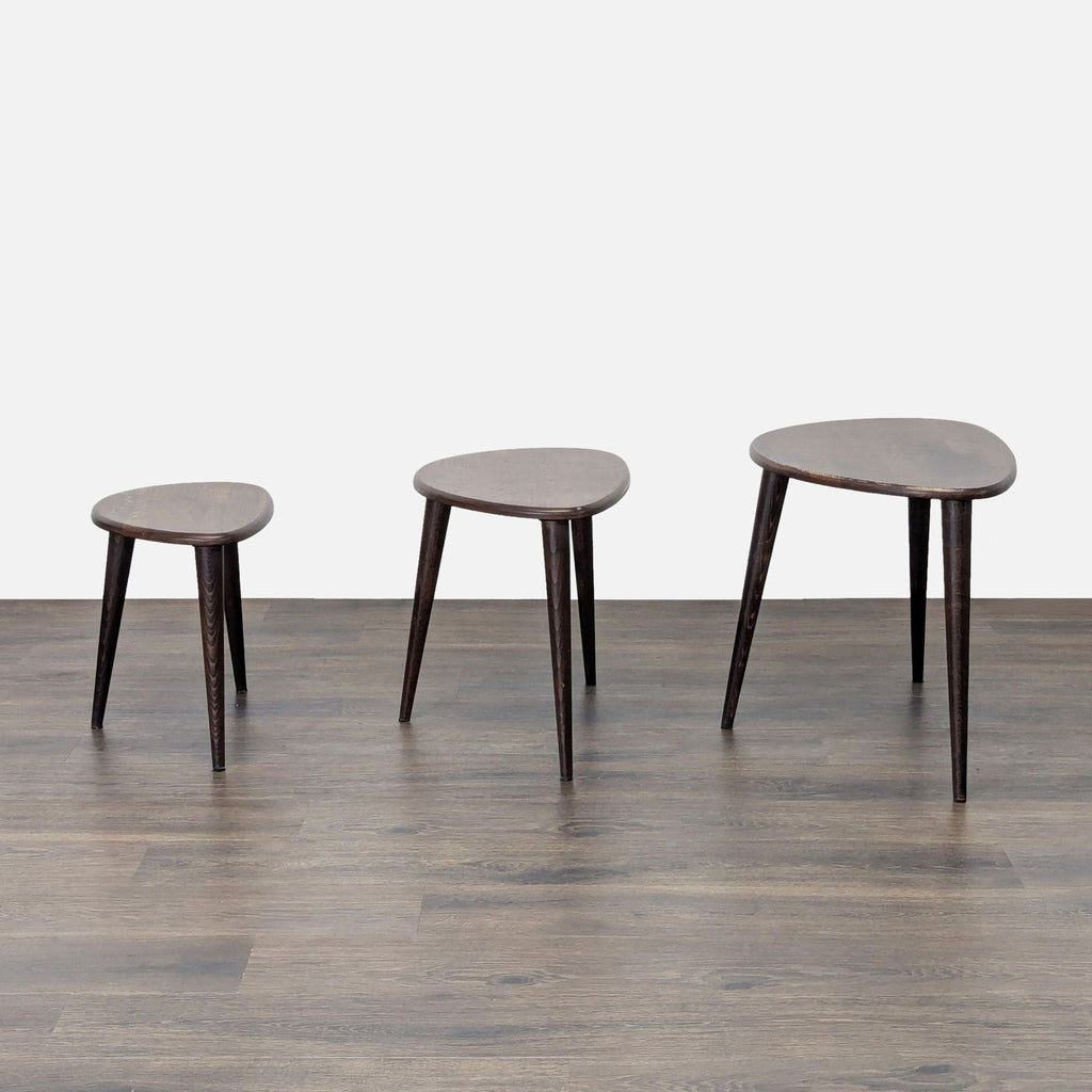 Set of Three Mid-Century Modern Style Wood Nesting Tables