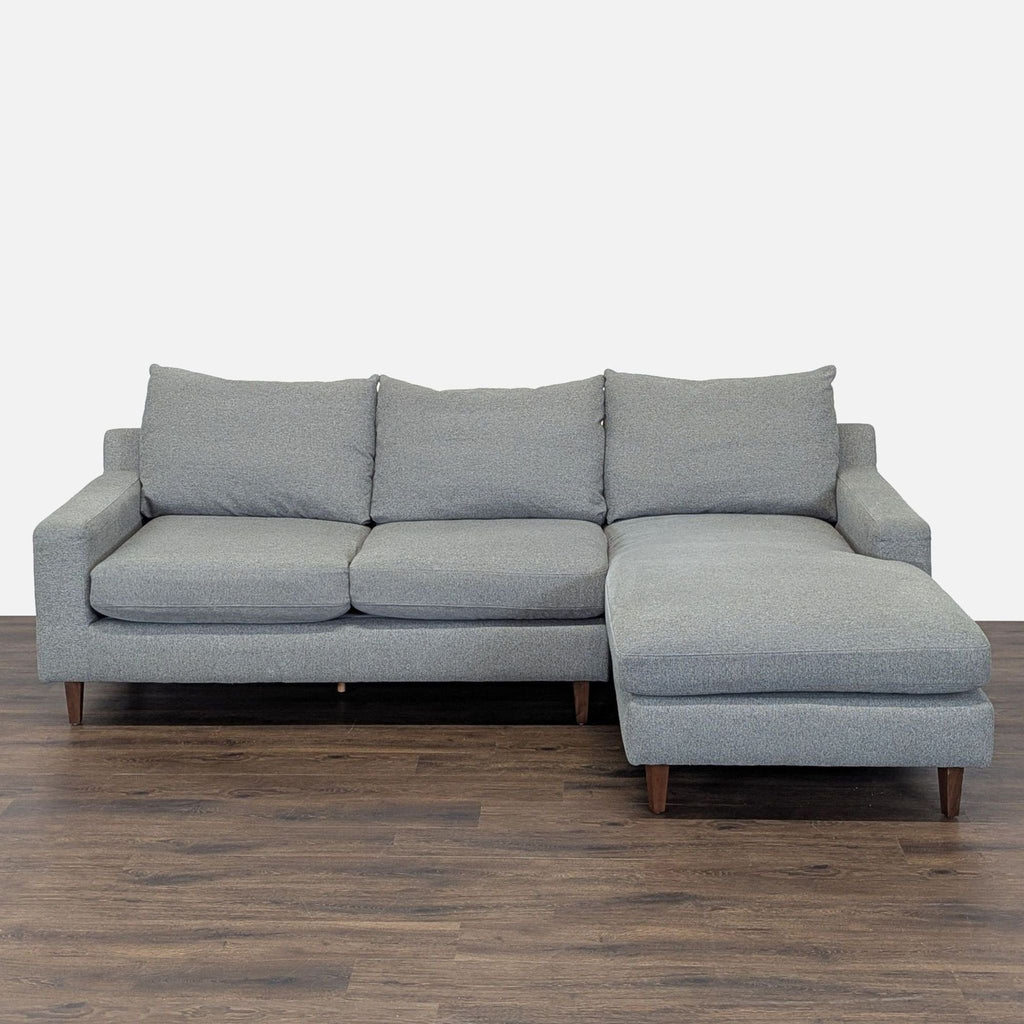3. Interior Define Sloan sectional couch with left chaise in heather fabric and double down blend cushions.