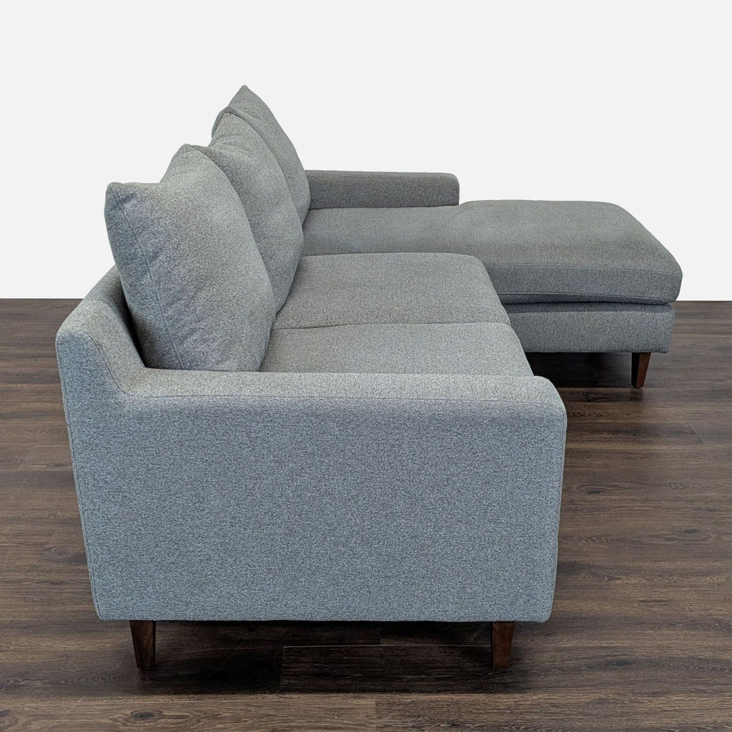 Sloan couch with left chaise. 100” width, standard chaise length. Heather fabric, double down blend cushions. Great condition.