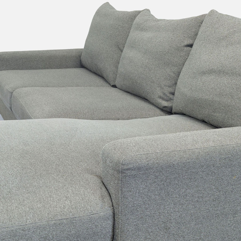 Sloan couch with left chaise. 100” width, standard chaise length. Heather fabric, double down blend cushions. Great condition.