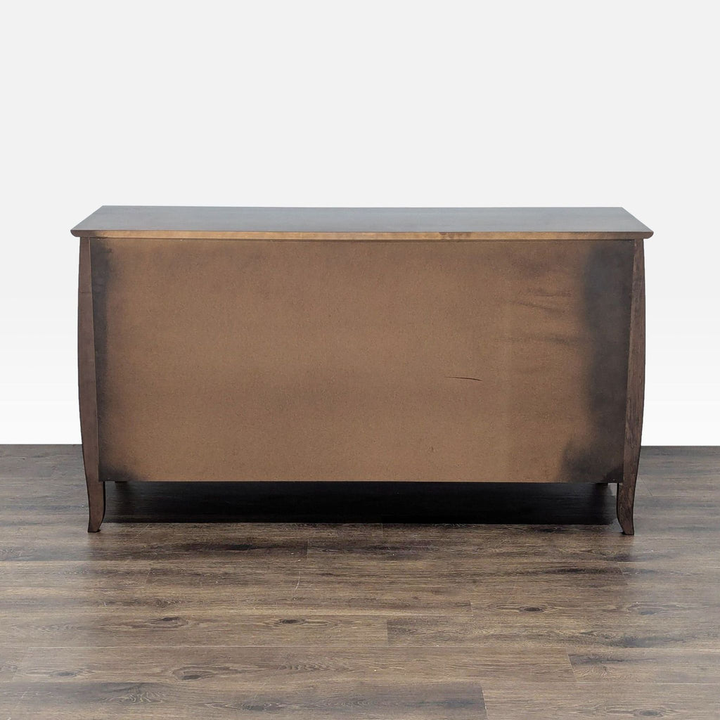3. Rear view of Baronet dresser, displaying the solid maple wood back panel and elegant dark finish.