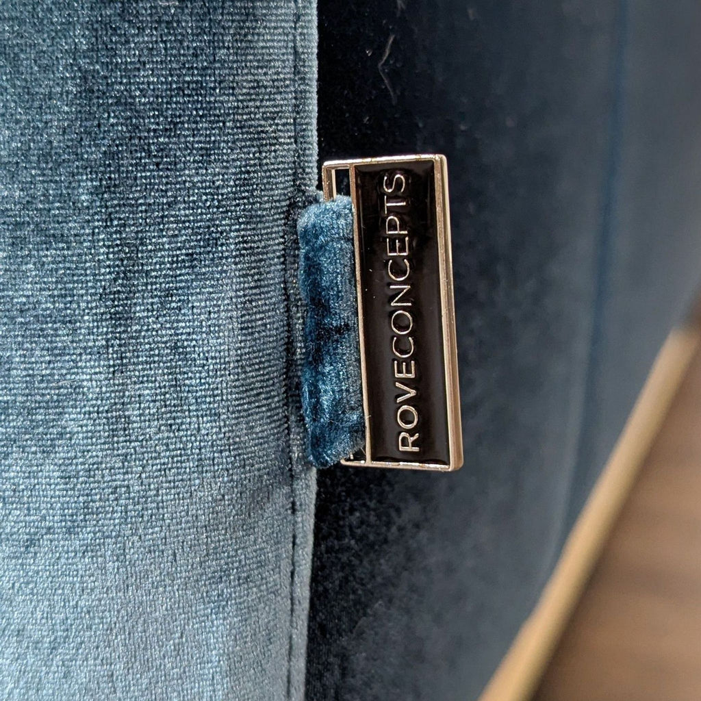 Rove Concepts Noah Blue Velvet Sectional Sofa with Light Wood Base