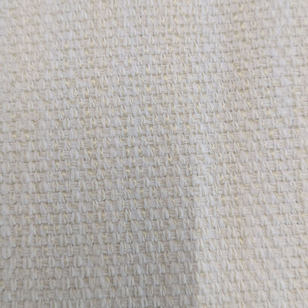 Close-up of the textured white upholstery fabric on a Restoration Hardware 3-seat sofa.