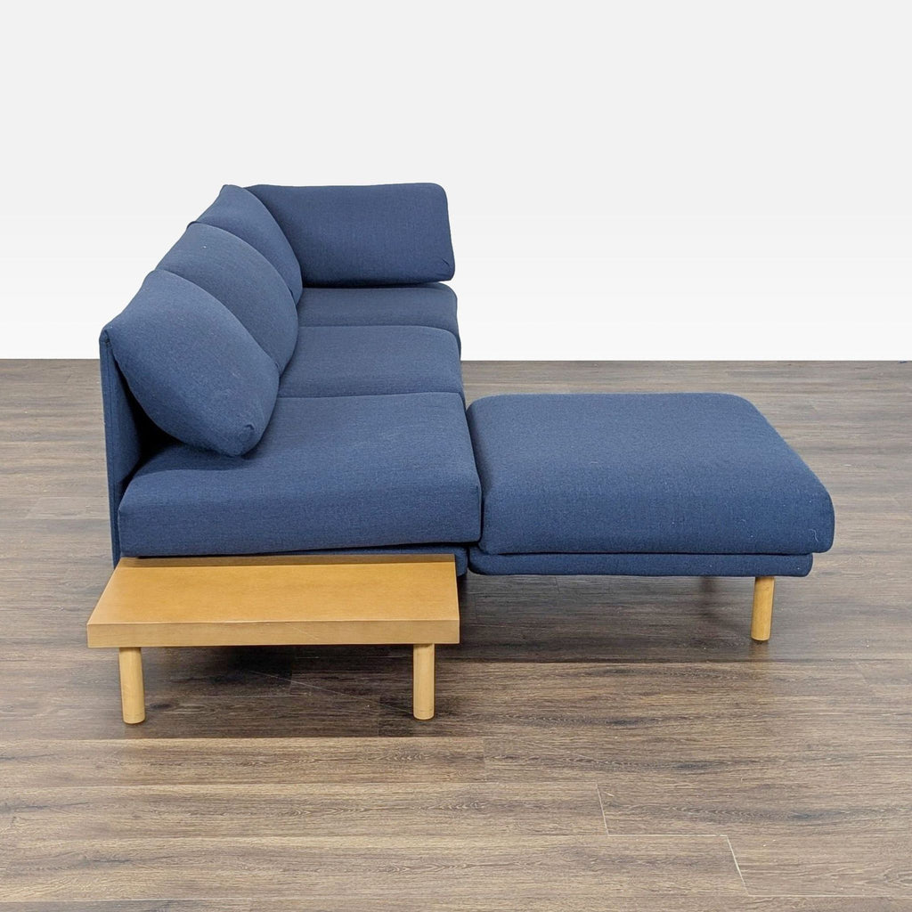 Burrow Range Blue Sectional Sofa with Built-in Side Table