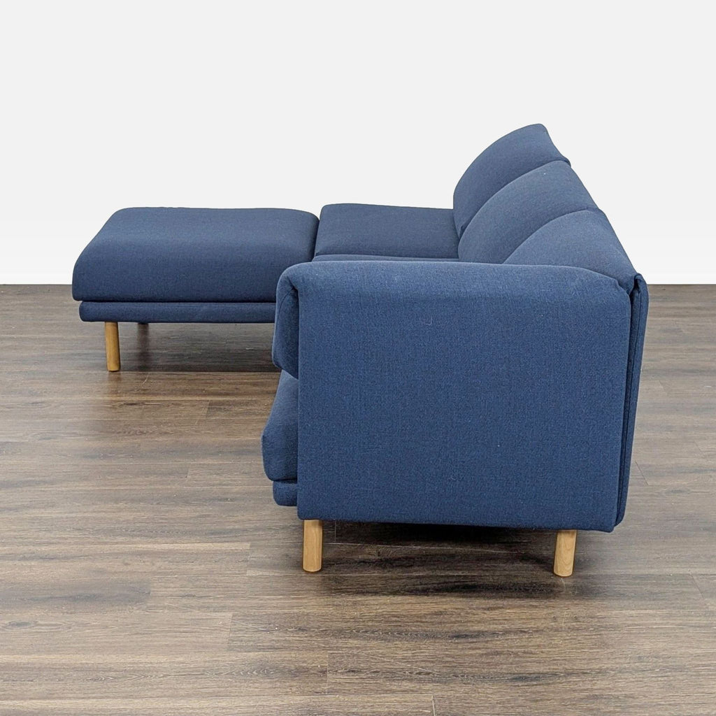 Burrow Range Blue Sectional Sofa with Built-in Side Table
