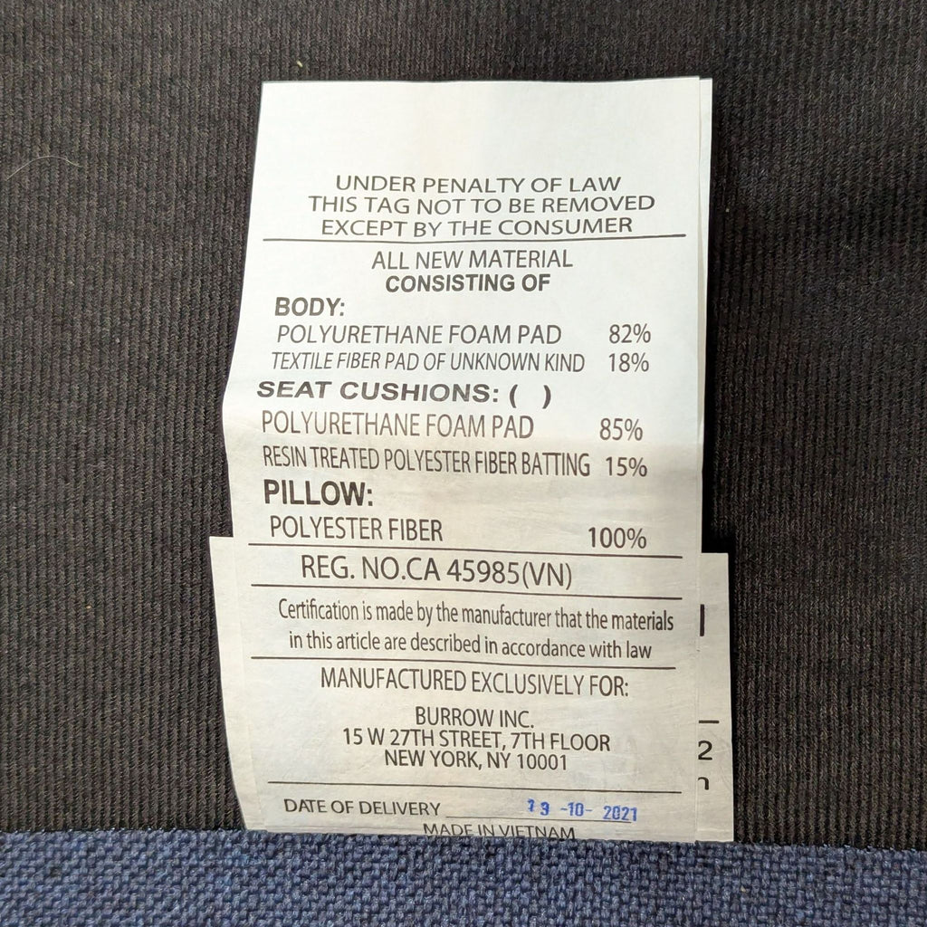 Burrow Range Blue Sectional Sofa with Built-in Side Table