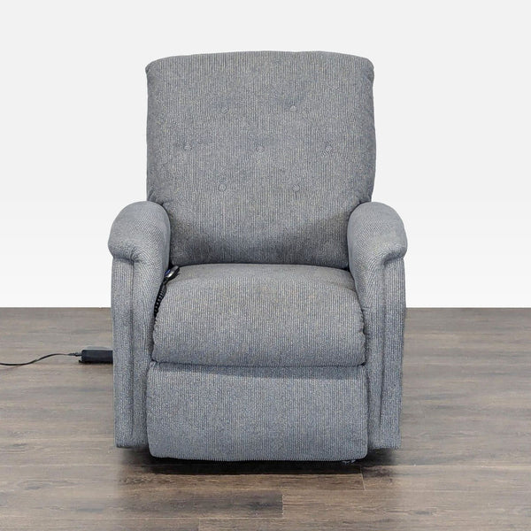 1. Gray La-Z-Boy power recliner with plush cushions, classic design, and remote, perfect for lounge areas.