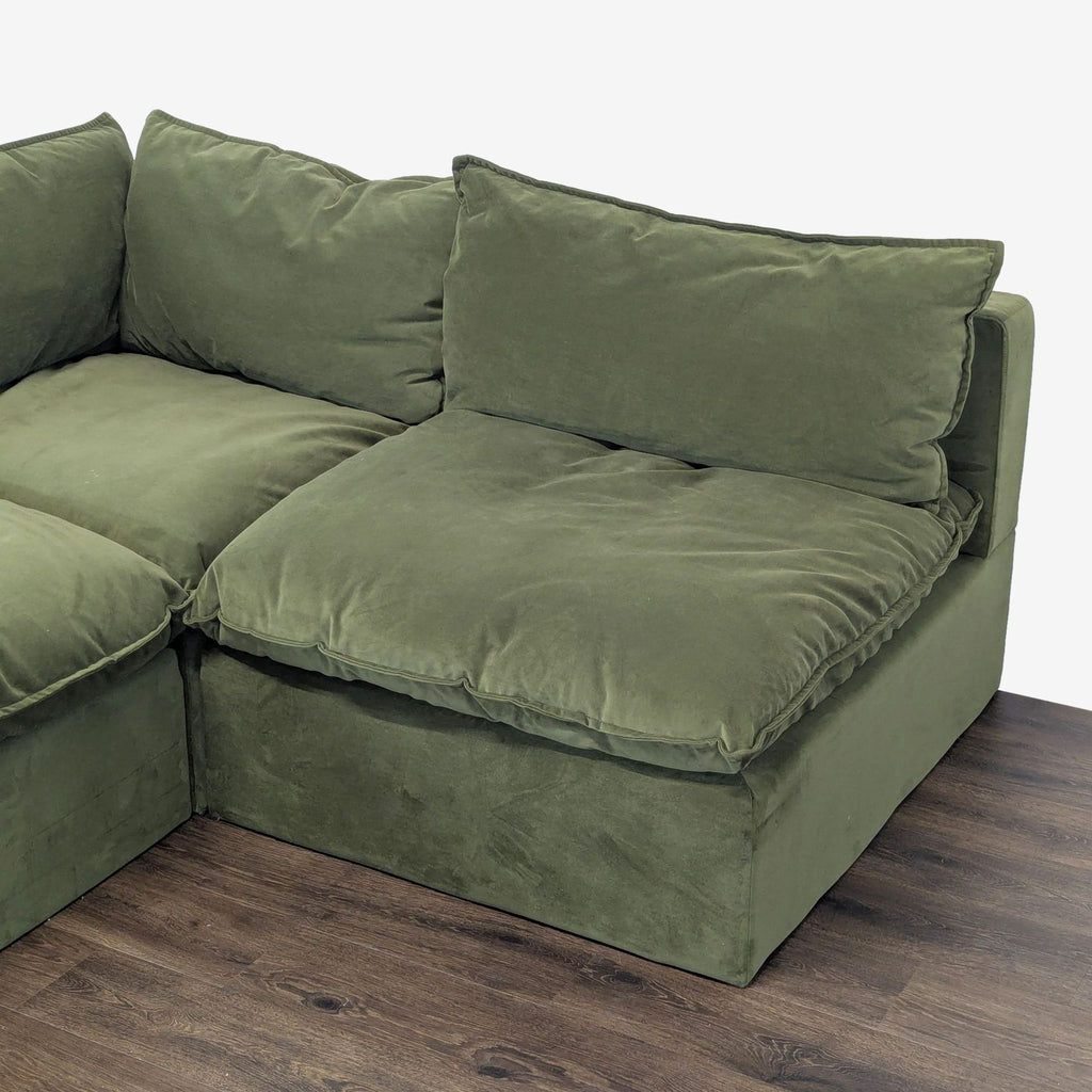 Albany Park Olive Green Velvet Sectional Sofa With Chaise