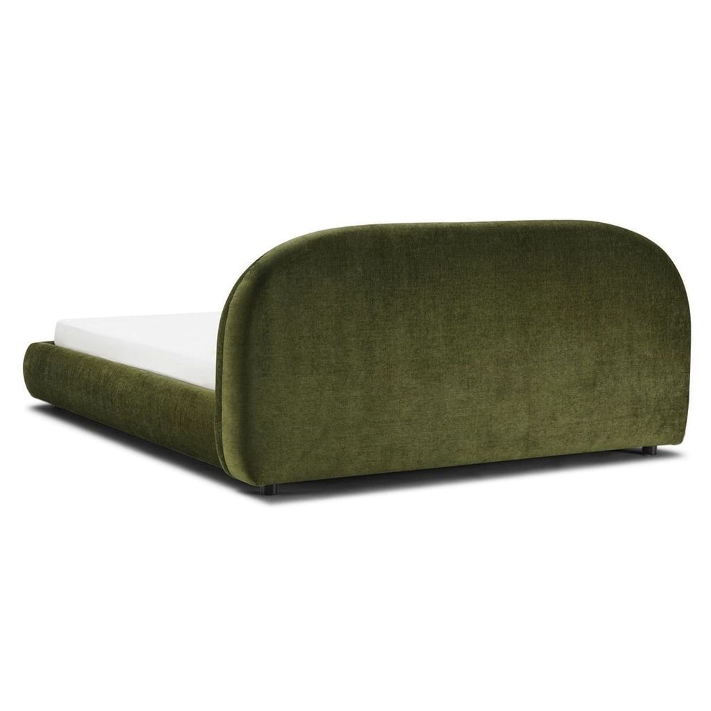Poly and Bark Genoa Velvet Queen Size Bed Frame - Modern Green Upholstered Platform