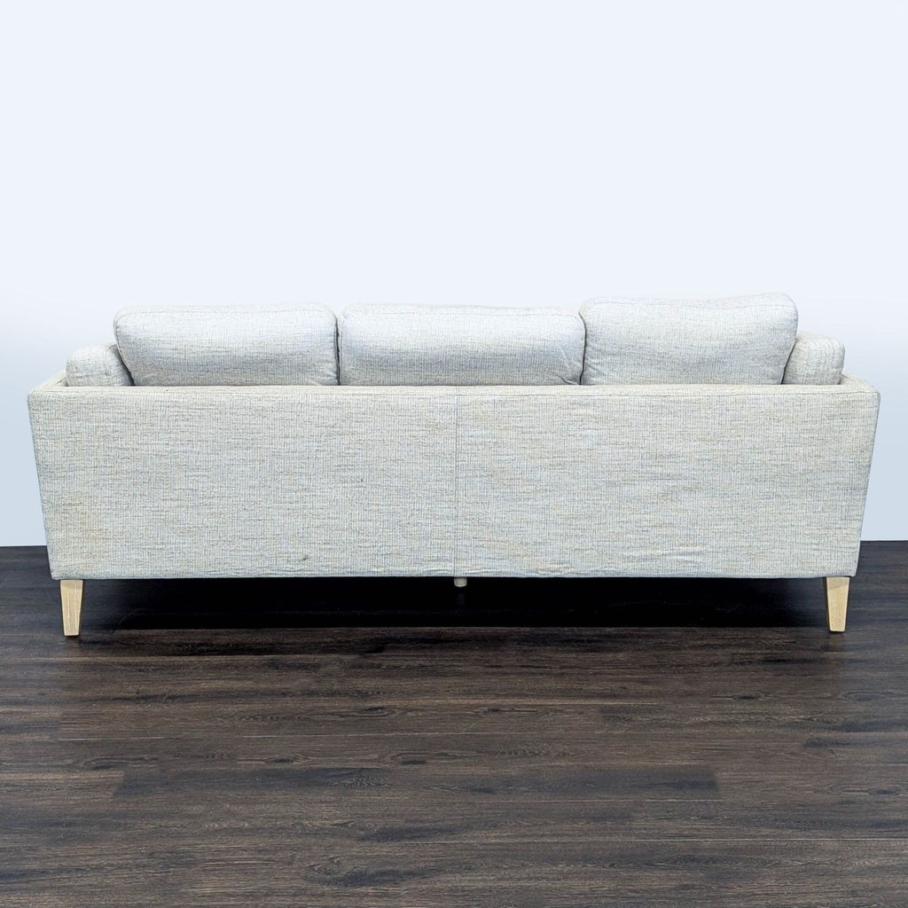 World Market Noelle Modern Light Gray 3-Seat Sofa with Wooden Legs