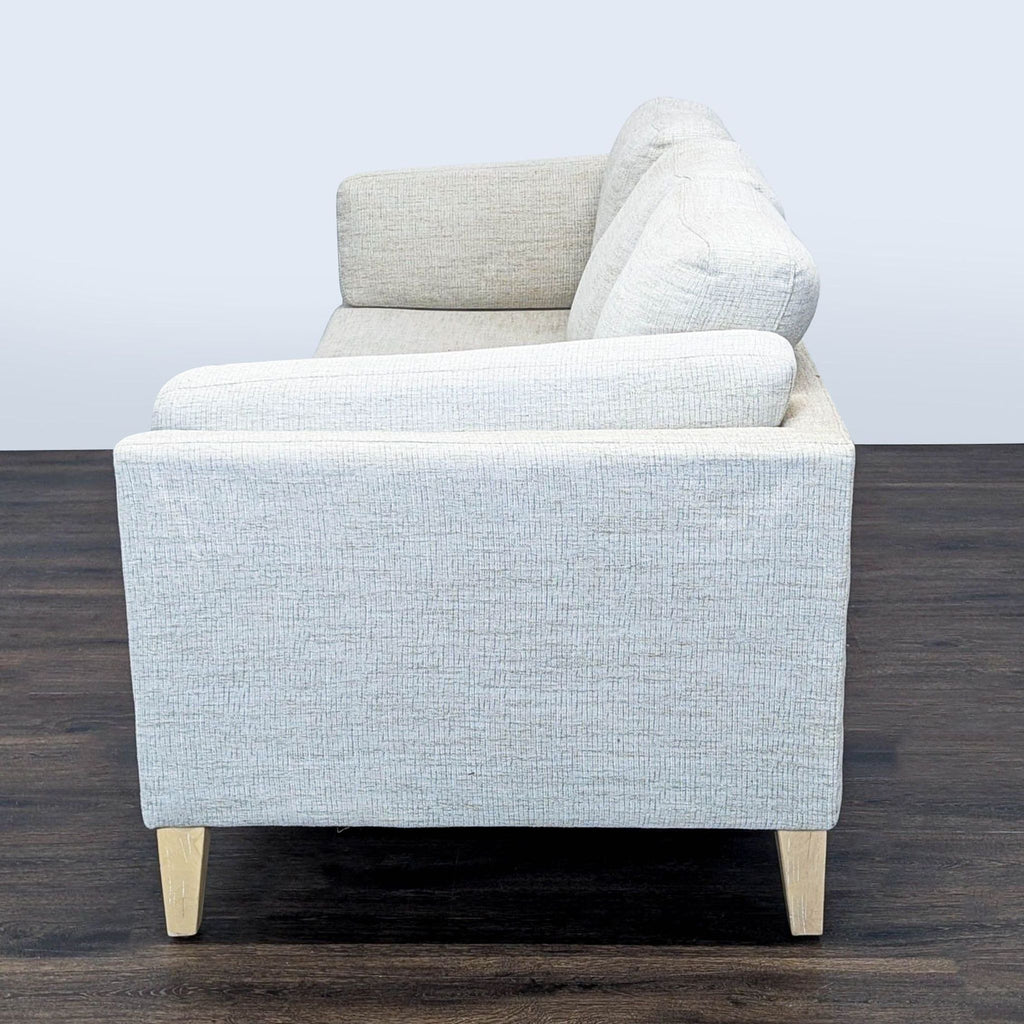 World Market Noelle Modern Light Gray 3-Seat Sofa with Wooden Legs