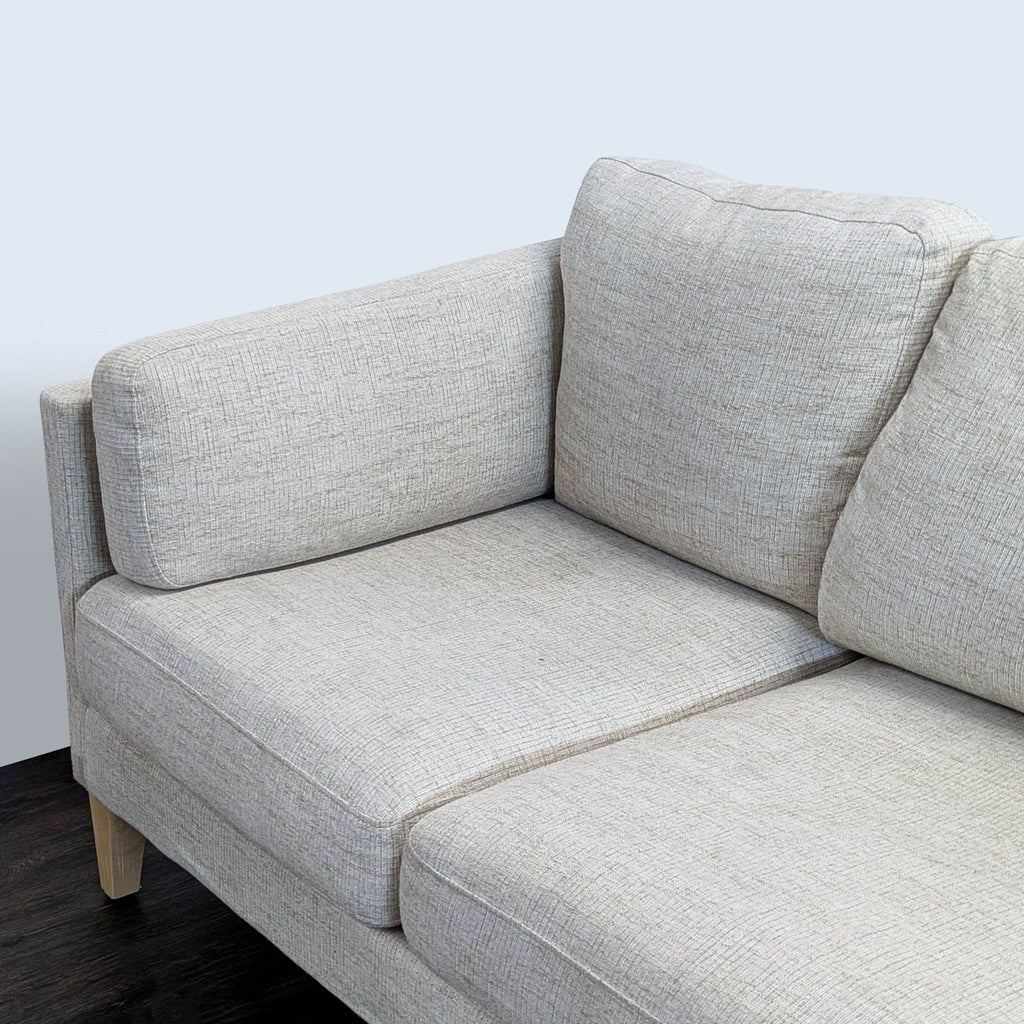 World Market Noelle Modern Light Gray 3-Seat Sofa with Wooden Legs