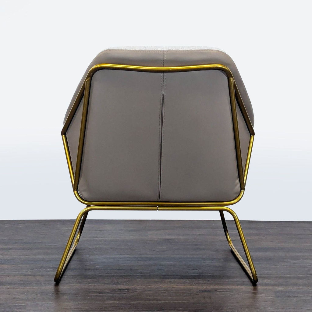 Modern Lounge Chair with Gold Metal Frame and Neutral Cushions