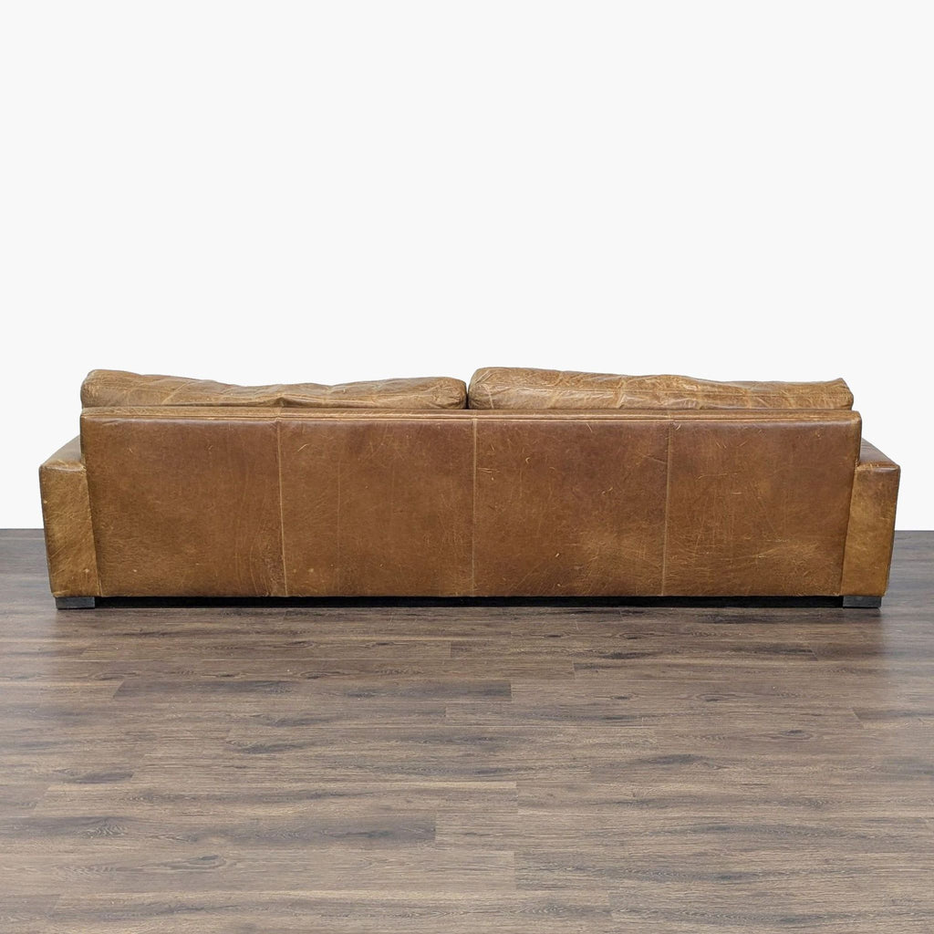 Restoration Hardware Maxwell 3-Seat Distressed Italian Berkshire Leather Sofa