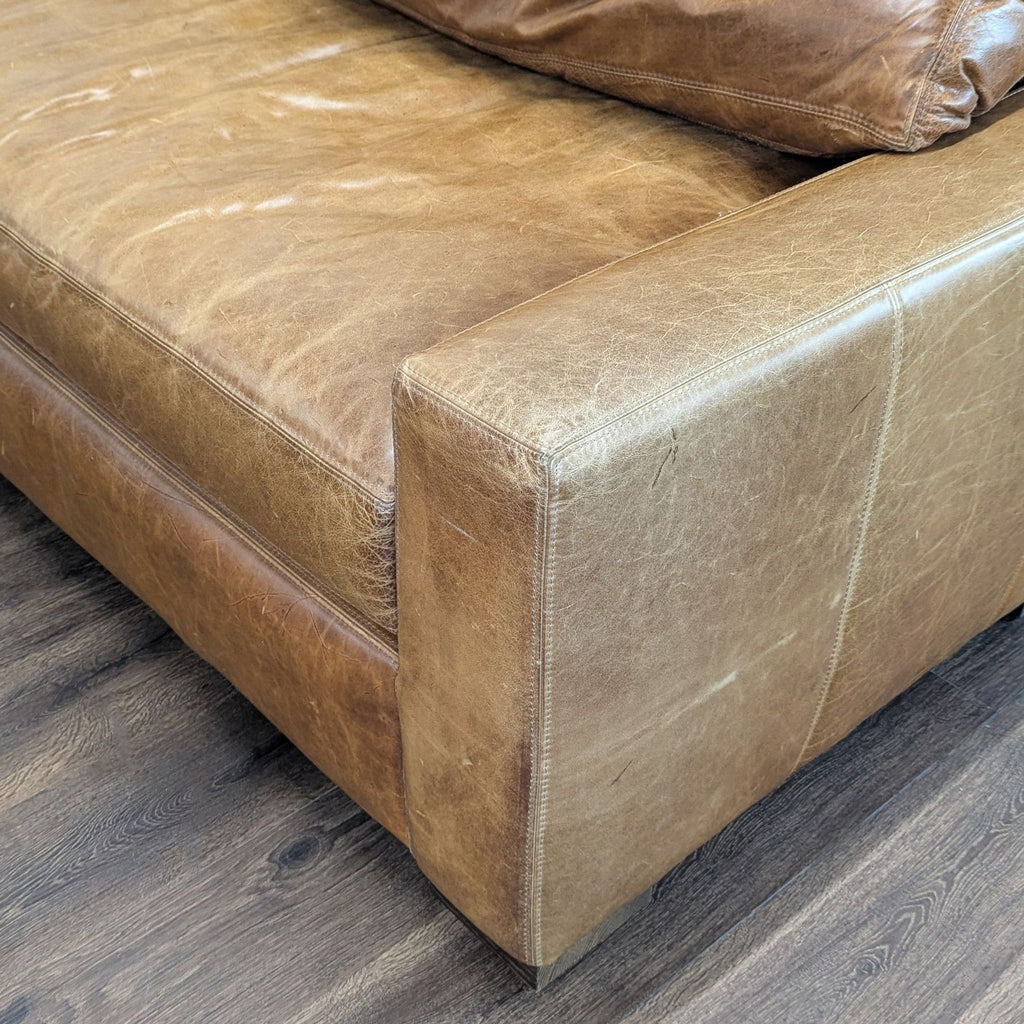 Restoration Hardware Maxwell 3-Seat Distressed Italian Berkshire Leather Sofa