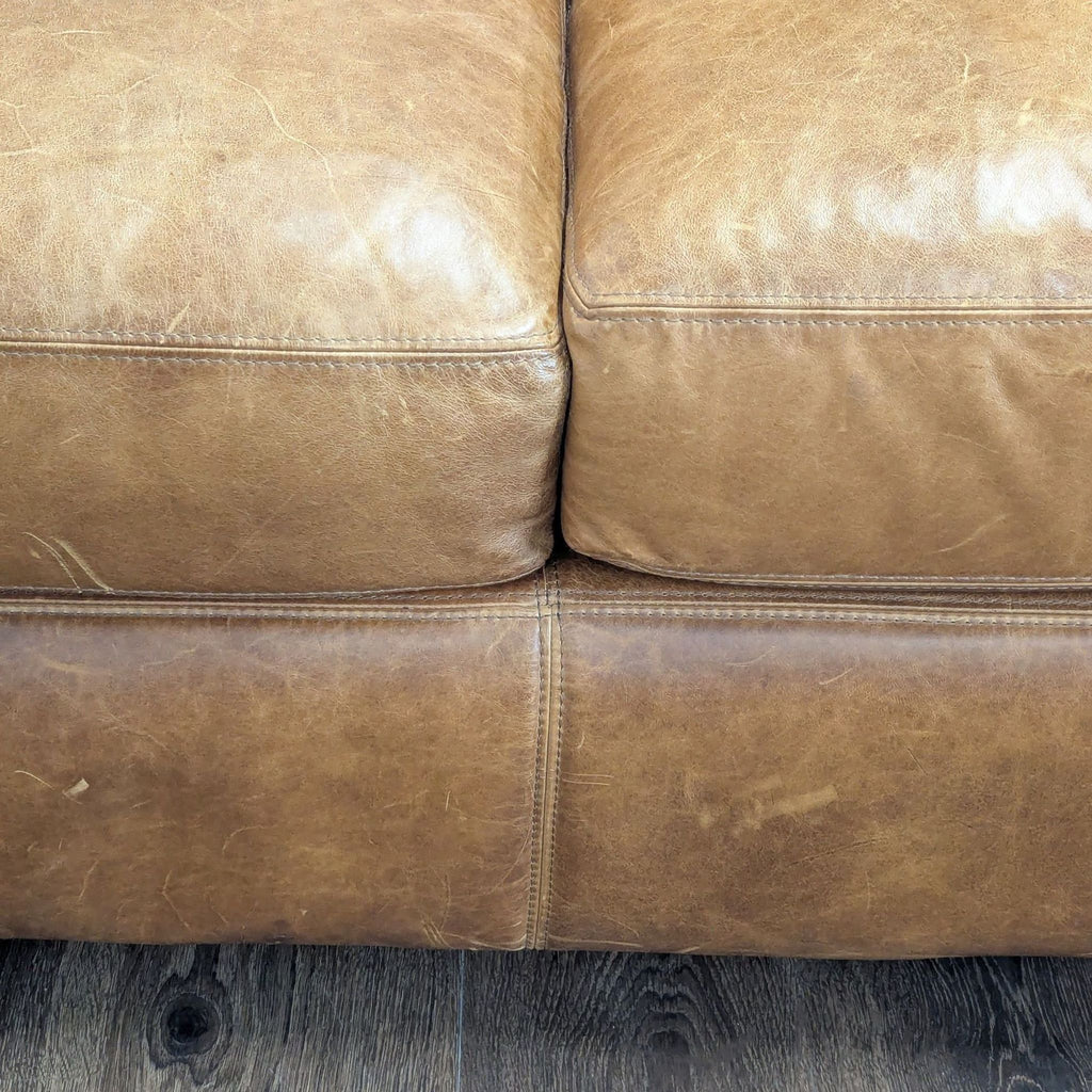 Restoration Hardware Maxwell 3-Seat Distressed Italian Berkshire Leather Sofa