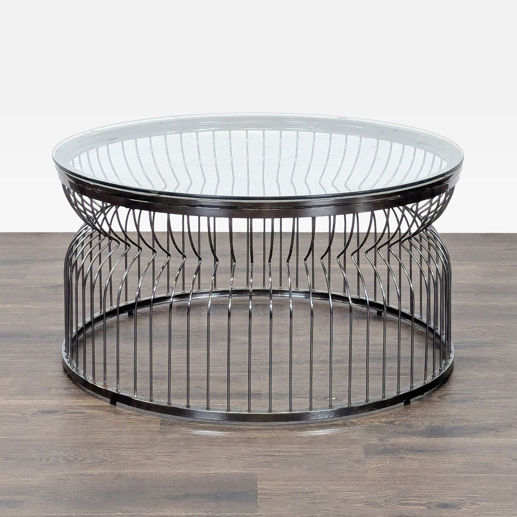 Metal Nested Base Glass Top Coffee Table
