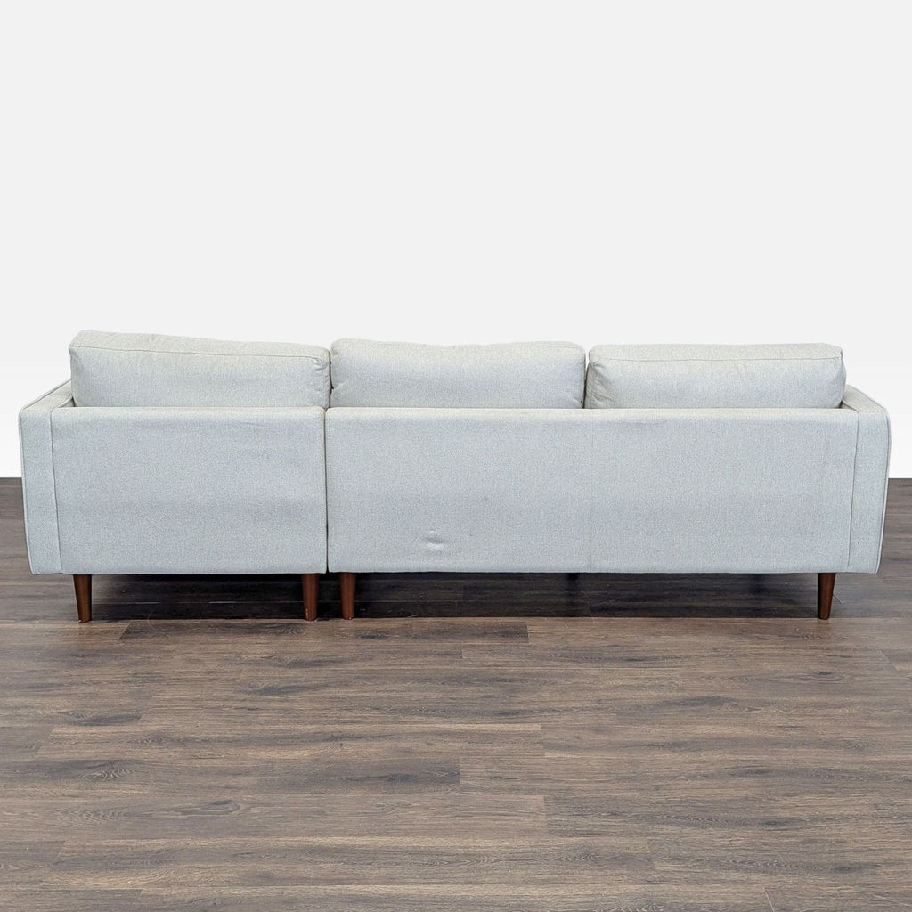 Living Spaces Light Gray Sectional Sofa with Chaise - Modern Comfort