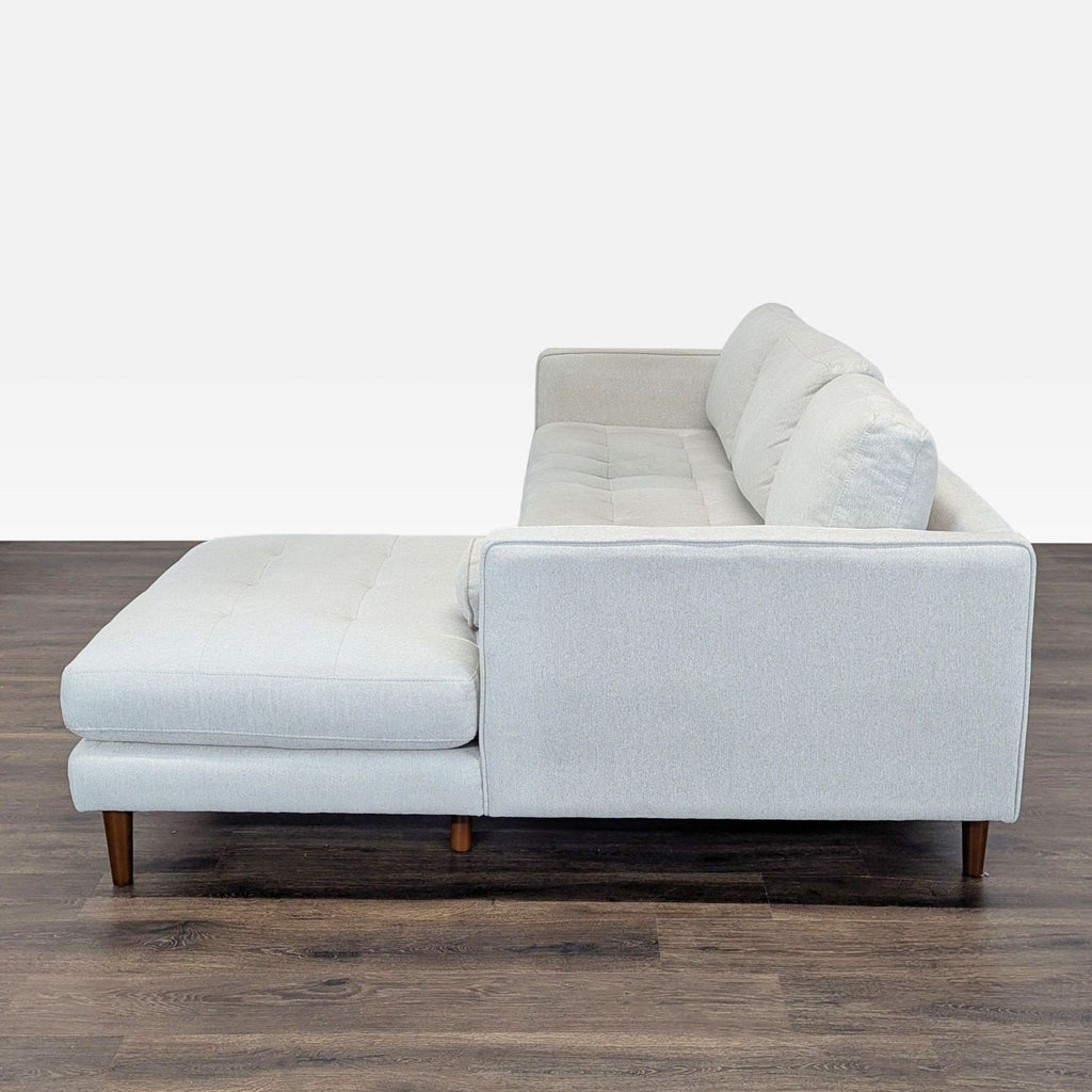 Living Spaces Light Gray Sectional Sofa with Chaise - Modern Comfort