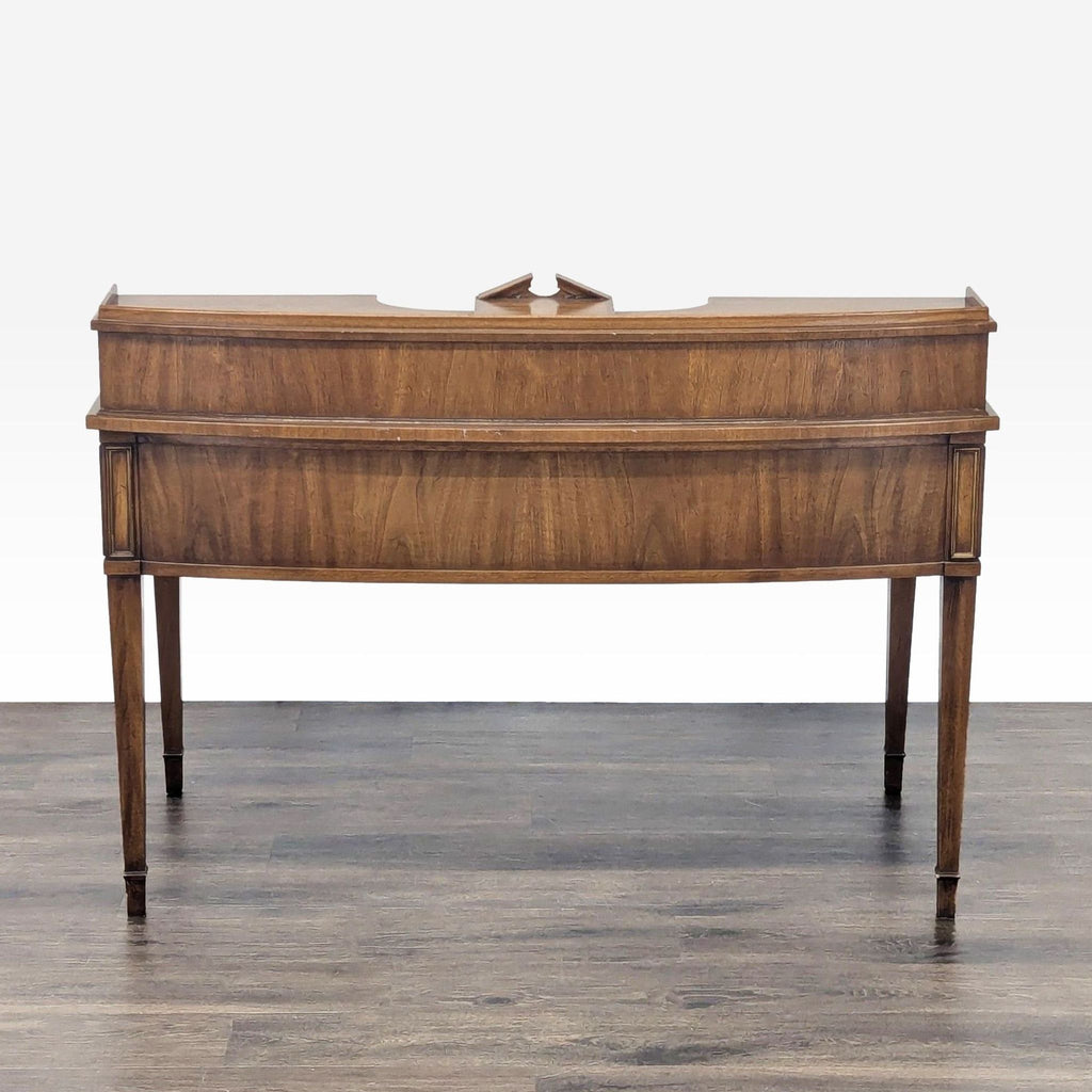 Vintage Wooden Desk with Drawers and Built-in Clock