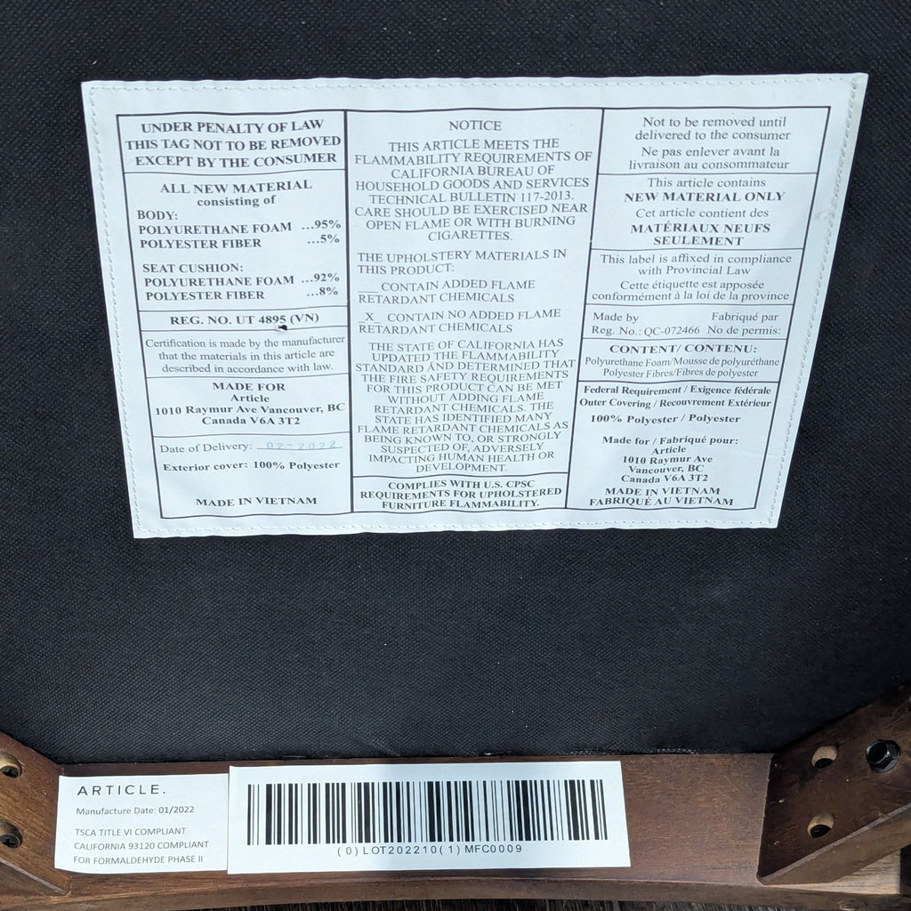 Article Chantel Lounge Chair with Grey Upholstery and Wooden Legs