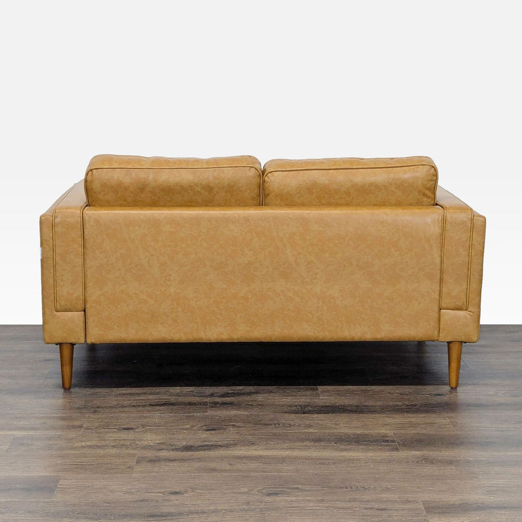 Albany Park Mid-Century Modern Tan Vegan Leather Loveseat