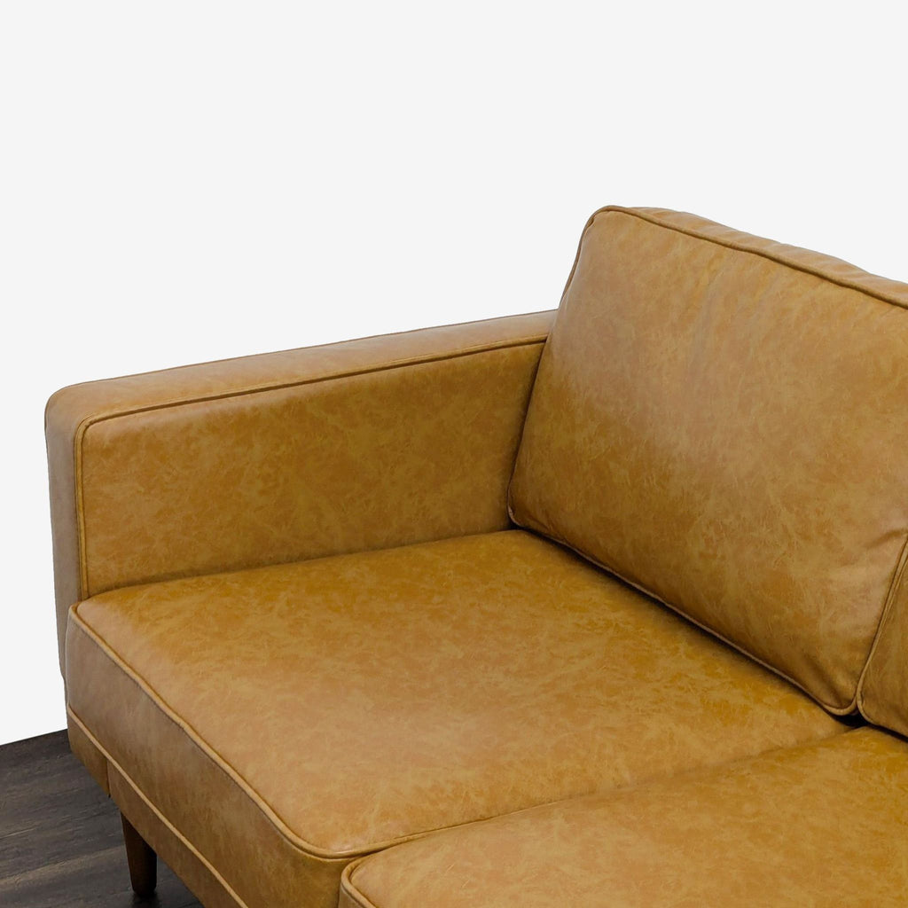 Albany Park Mid-Century Modern Tan Vegan Leather Loveseat