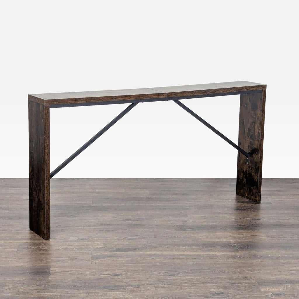 "Skinny" Veneer and Metal Console Table