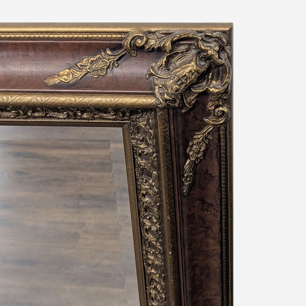 Carved and Beveled Wood Framed Wall Mirror