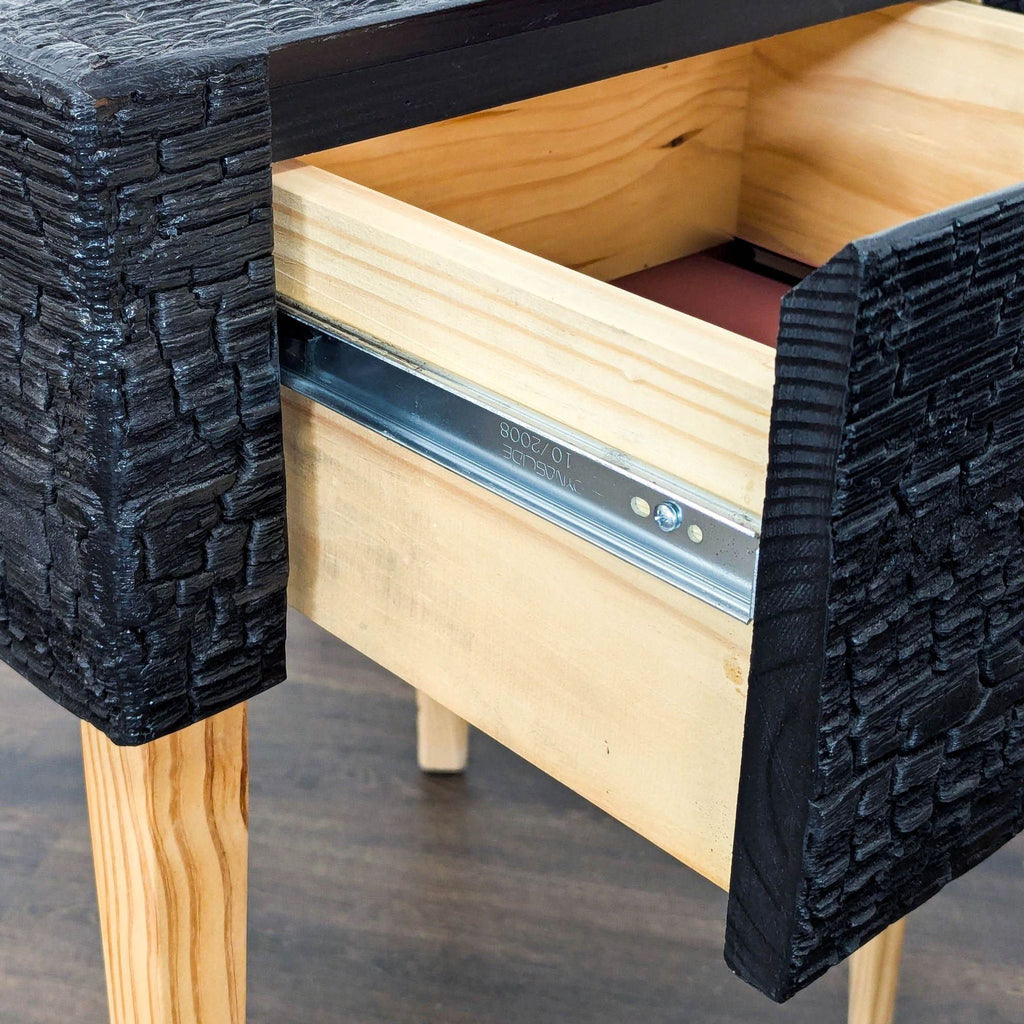 Charred Geometric "Commode" Nightstand