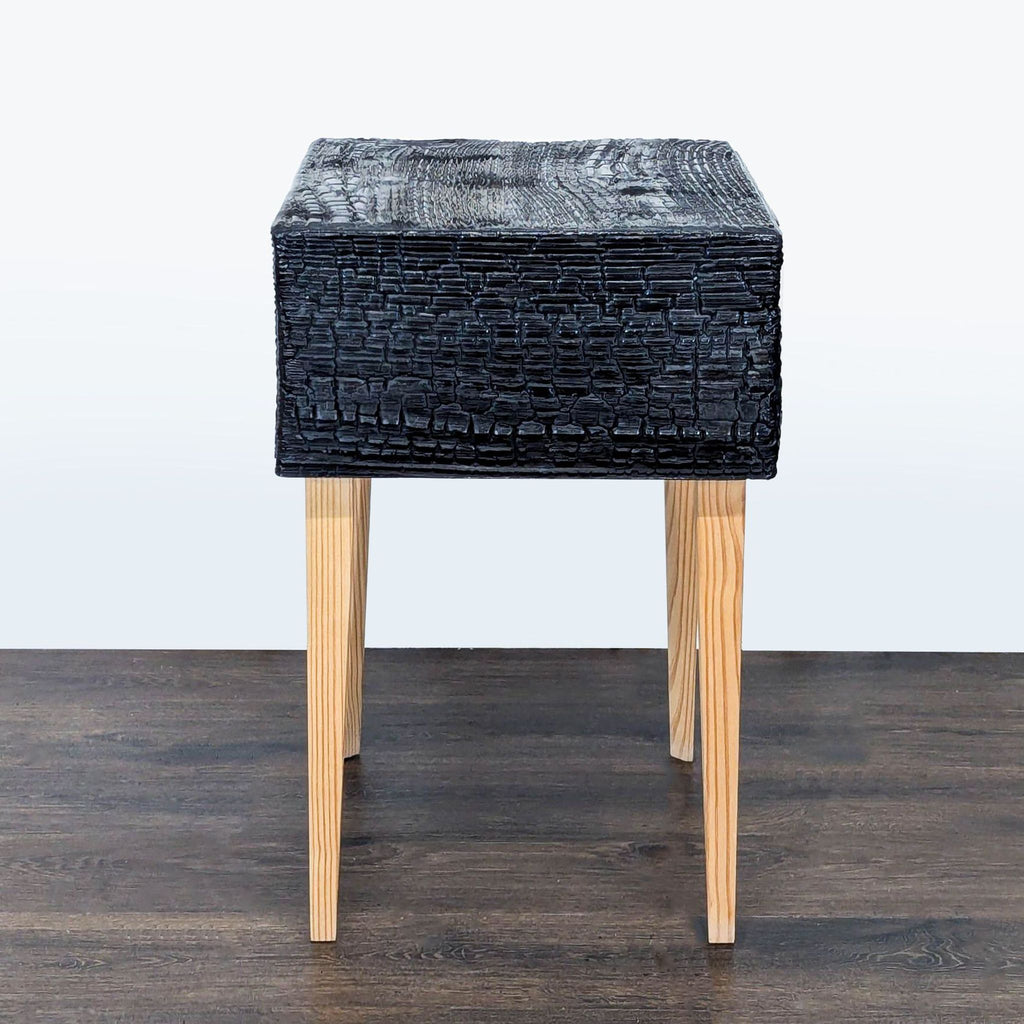 Charred Geometric "Commode" Nightstand