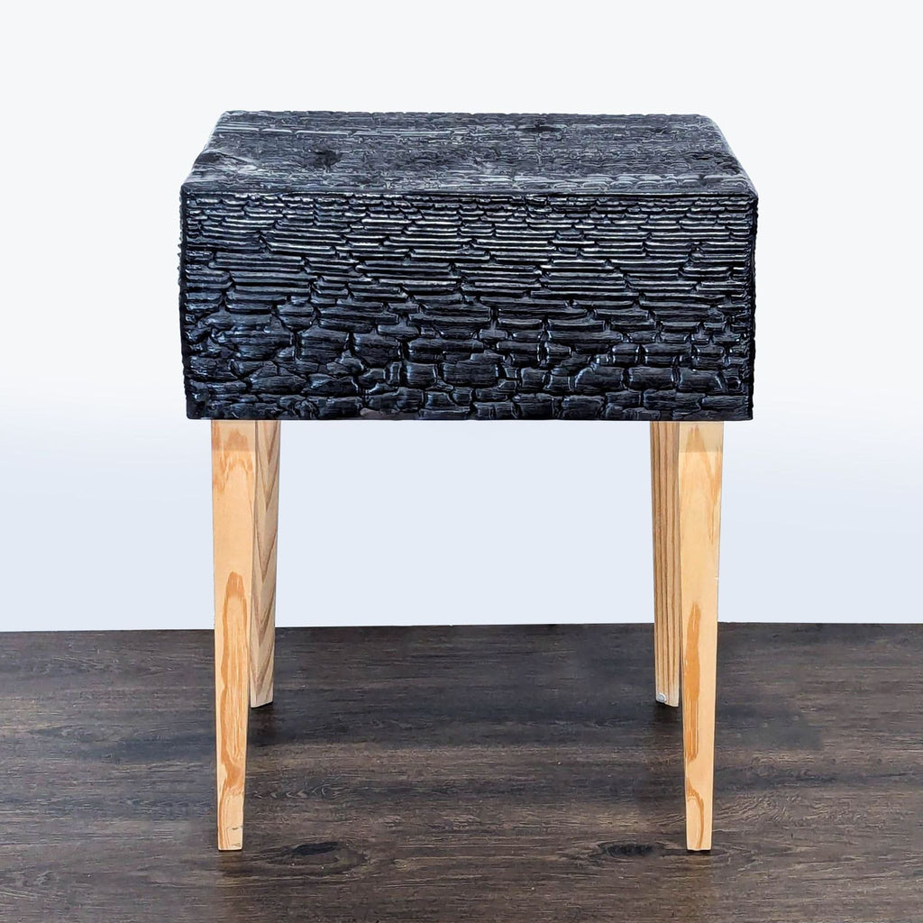 Charred Geometric "Commode" Nightstand