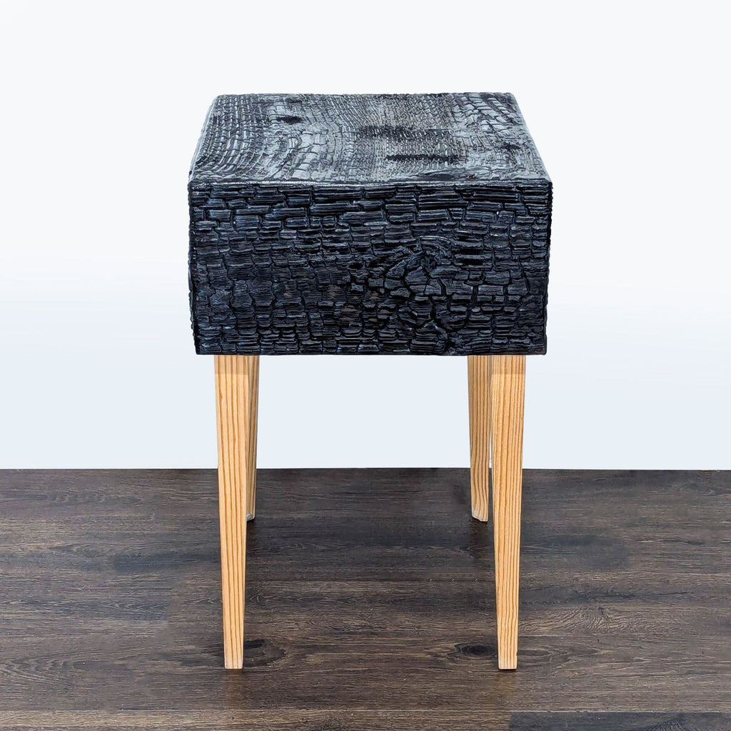 Charred Geometric "Commode" Nightstand