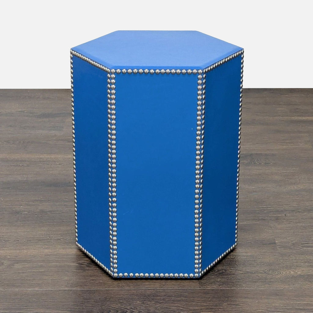 Wisteria Blue Hide Stool - Accepted Offer (32.43% discount)