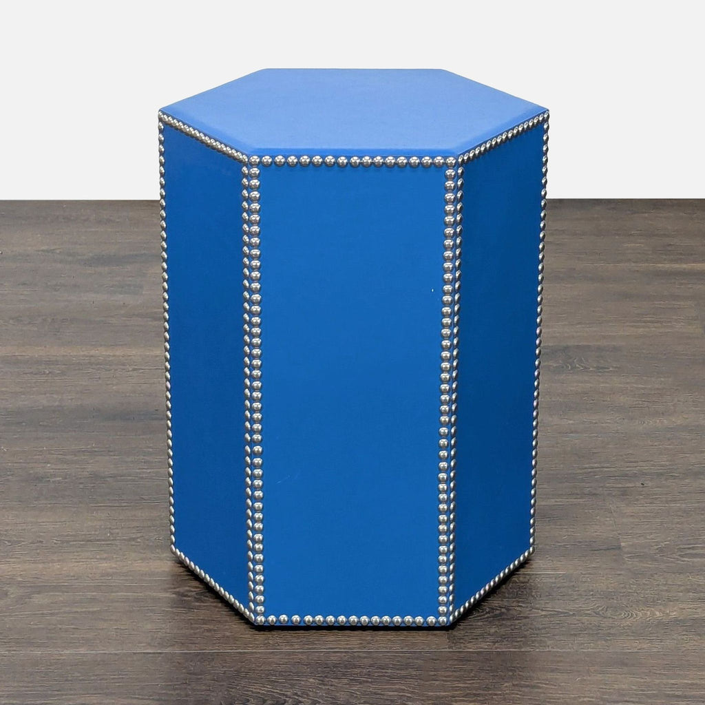 Wisteria Blue Hide Stool