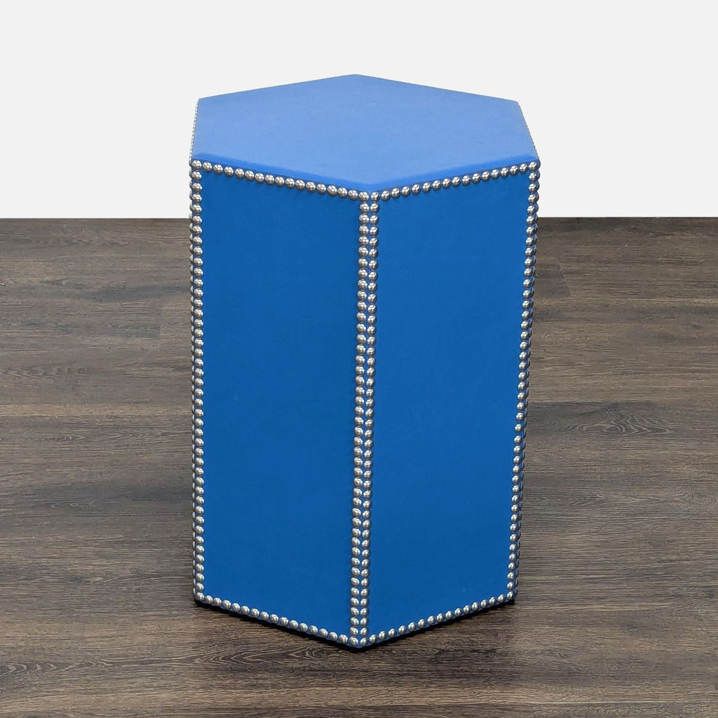 Wisteria Blue Hide Stool - Accepted Offer (32.43% discount)